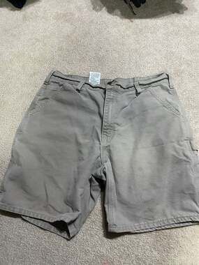Carhartt Men's Canvas Dungaree Carpenter Work Shorts Size 34 Grey